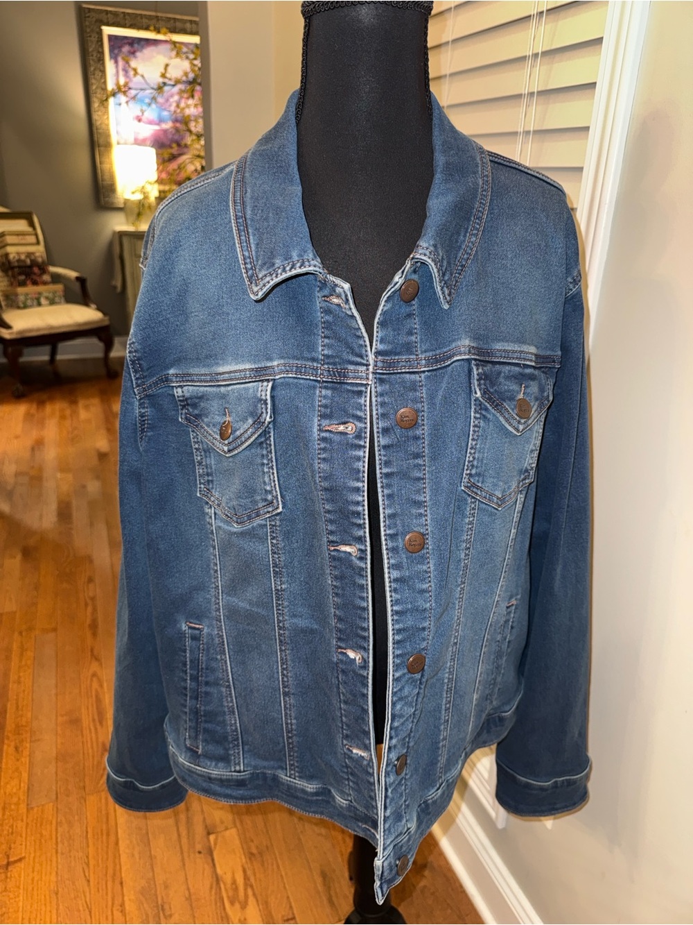 Kim Rogers Classic Blue Denim Jean Jacket EUC Size - XL